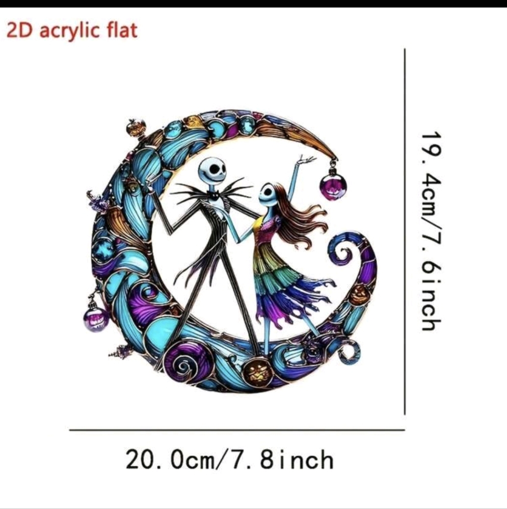 Nightmare Before Christmas Jack Skellington Crescent Suncatcher 2D Acrylic - Picture 4 of 4